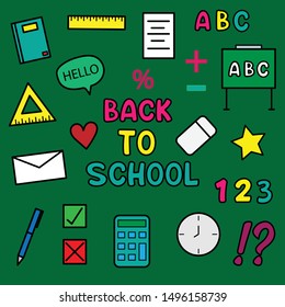 Back To School Text . Education Icon Set Vector / Illustration