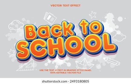 Back to school text effect with editable 3d text style