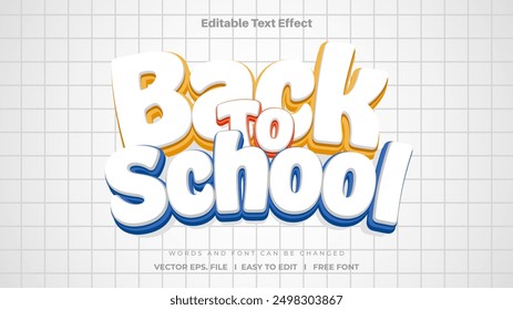Back to school text effect, Editable text cartoon and fun theme.