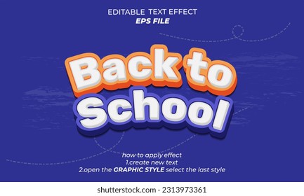 back to school text effect, font editable, typography. vector template