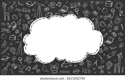 Back to school text with school elements and items, of education banner design vector.