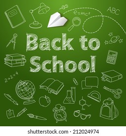 Back to school text end school vector doodle concept