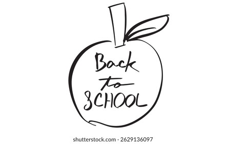 Back to school text font calligraphy hand written lettering script black color object icon apple orange fruit drawing element back to school university student classroom book friendship teacher funny 
