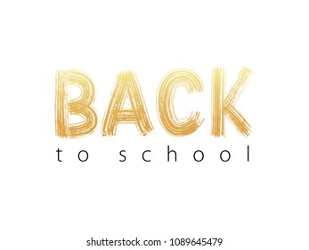 Back to School Text. Hand drawn brush lettering logo. Template for design, party, high school or college start study day, yearbook. Modern calligraphy. Vector illustration.