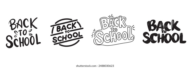 Back to School text lettering. Hand drawn vector art.