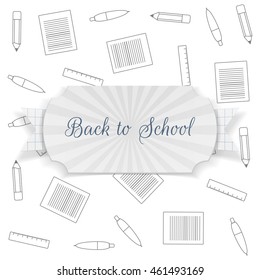 Back to School Text on Badge with Ribbon