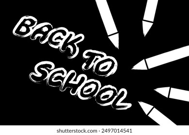Zurück zum Schultext auf schwarzem Hintergrund. Vektorgrafik.