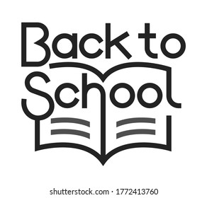 Back to school text on book sign. Knowledge day sign. Vector illustration