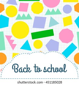 "Back to school"  text  on the colorful geometric background