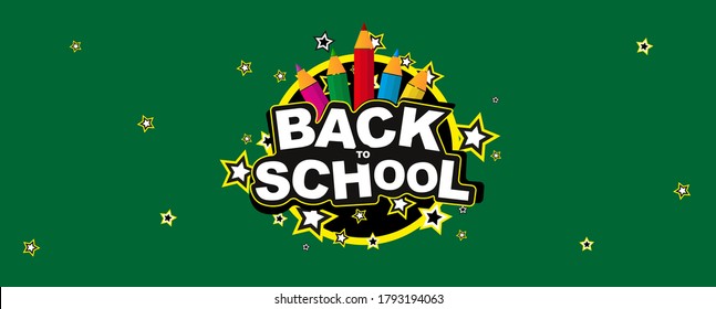 back to school text on green background