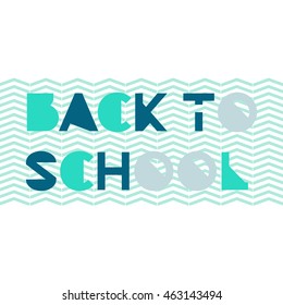 Back to school text on green striped background. Educational concept. Vector illustration.
