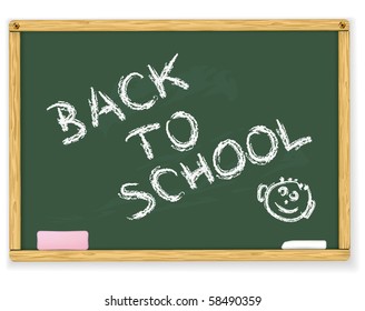 Back to school text on vector blackboard