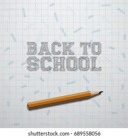 Back to School Text and realistic Pencil