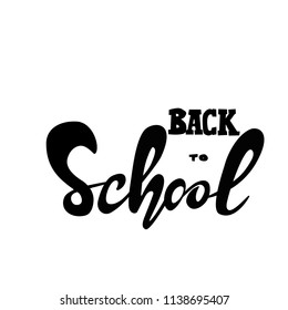 back to school text sign in black and white colors for card, invitation, postcard, banner, badge, tag, icon. lettering typography poster. Vector 