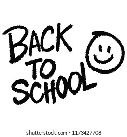 Back to School Text with Smiley Face - A vector cartoon illustration of a handwritten Back to School Text and Smiley Face concept.