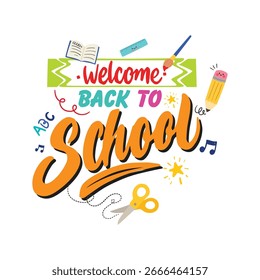  Tipografía de texto de regreso a la escuela con papel 