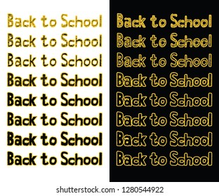 Back to School text in various scribbled handwritten styles with a bright yellow color outline