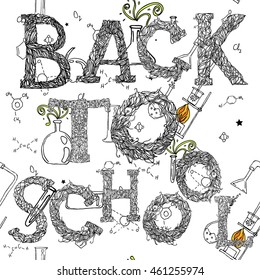 Back to school text. Vector lettering. New school year start.