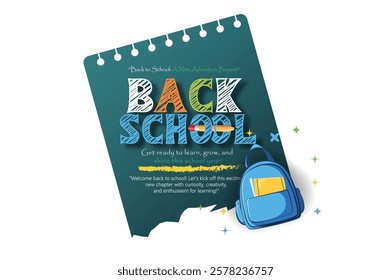 Back to school text vector template design, Welcome Back to School Poster with Backpack and School Supplies