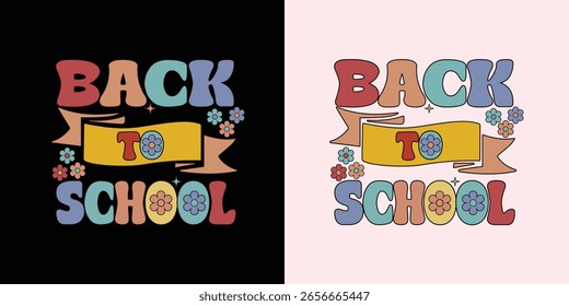 Voltar para o projeto de modelo de vetor de texto escolar. Voltar à saudação escolar para tipografia Ilustração vetorial