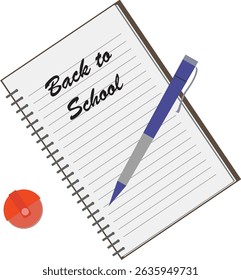 Back to school text write on the paper with pen graphic element