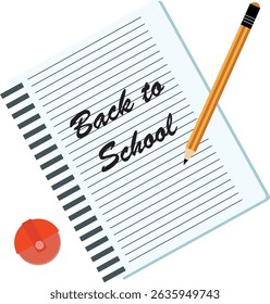 Back to school text write on the paper with pen graphic element