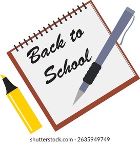 Back to school text write on the paper with pen graphic element