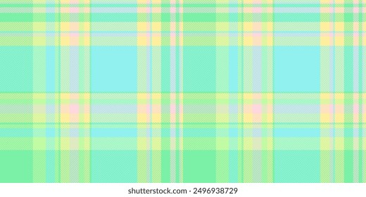 Back to school textile seamless fabric, lady plaid texture pattern. Pastel vector check background tartan in green and teal colors palette.