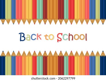 volver al fondo del tema escolar con lápices de colores