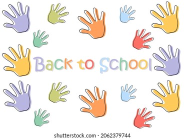 back to school theme background with colorful handprints