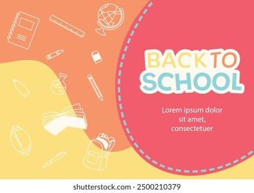 Back to school theme background and stationery supplies elements vector illustration template design