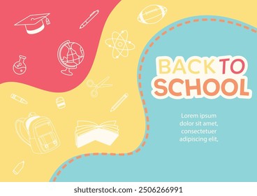 Back to school theme background and stationery supplies elements illustration vector template