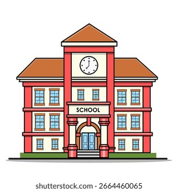 Tema de regreso a la escuela, edificio de la escuela Ilustración Vector Diseño plano