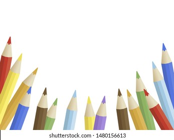 Back to school theme, Colored Pencil frame poster template, vector illustration