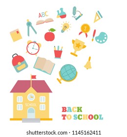 Back to school theme with education, school and university icons.