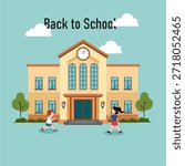 back to school theme illustration, flat design style
