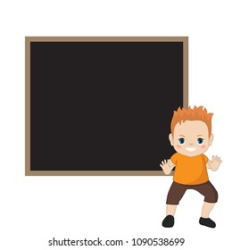 Back to school theme with kid and board illustration