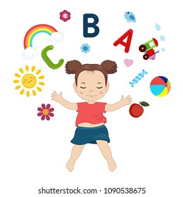 Back to school theme with kid and education icons