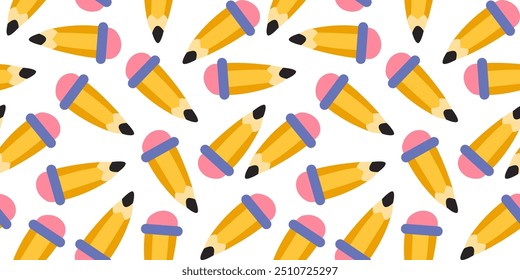 Back to school theme pattern. School and Education background. pencil seamless pattern. pencil pattern. Back to school Background. School seamless background. Education theme pattern.