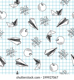 Back to school theme seamless background. Vector illustration. 