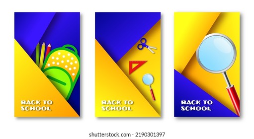 Back to school theme with school supplies in vector. School education background illustration