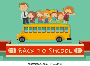 Back to school theme with teachers and kids illustration