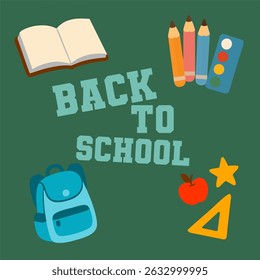back to school theme template, school supplies