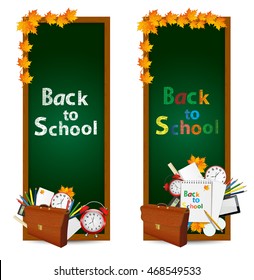 Back to school theme. Two vector banners.