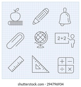 Back to school theme vector thin line icons for web design and infographics