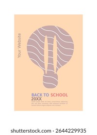 Back to School Themed Poster with Flat Lamp Element and Wavy Line
