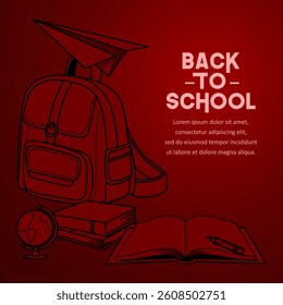 Back to school themed red template background illustration