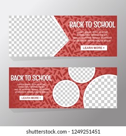Back to school themed set of background banner template. transparent bubble for space image. red number for math. Vintage design for invitation, web mobile, newsletter, ads, social media sale