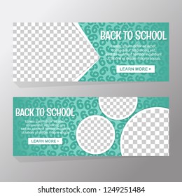 Back to school themed set of background banner template. transparent bubble for space image. blue 6 number for math. Vintage design for invitation, web mobile, newsletter, ads, social media sale