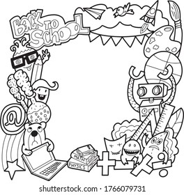 Back to school themes Standing in front of the board background,monster, illustration
